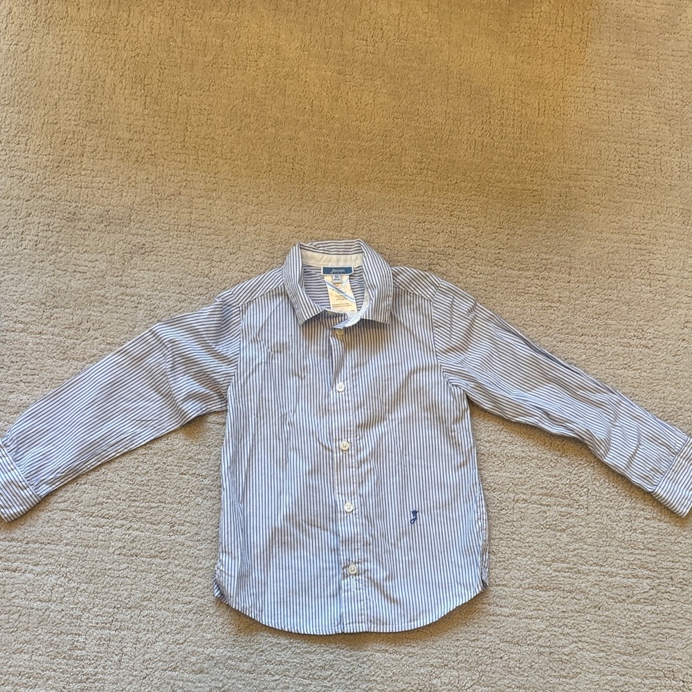Jacadi Navy and White Striped Button Down Shirt